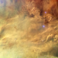 Heart of the Lagoon Nebula: billowing golden clouds of gas lit by a young star