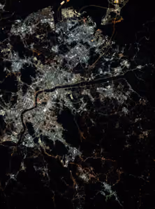 Night lights of Seoul and the surrounding cities, seen from orbit